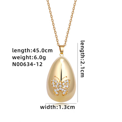 Simple Style Geometric Solid Color Copper Plating Inlay Zircon White Gold Plated Gold Plated Pendant Necklace