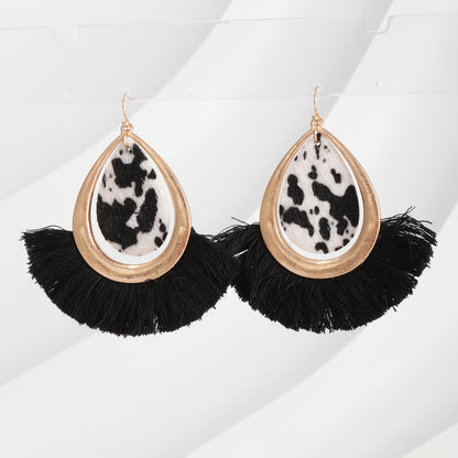 1 Pair Hawaiian Streetwear Geometric Plating Alloy Wood Cotton 18k Gold Plated Drop Earrings