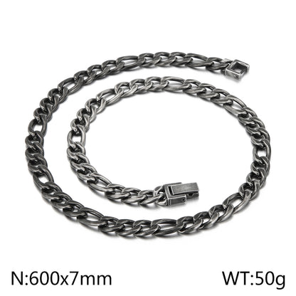 Basic Solid Color Titanium Steel Chain Men's Bracelets Necklace