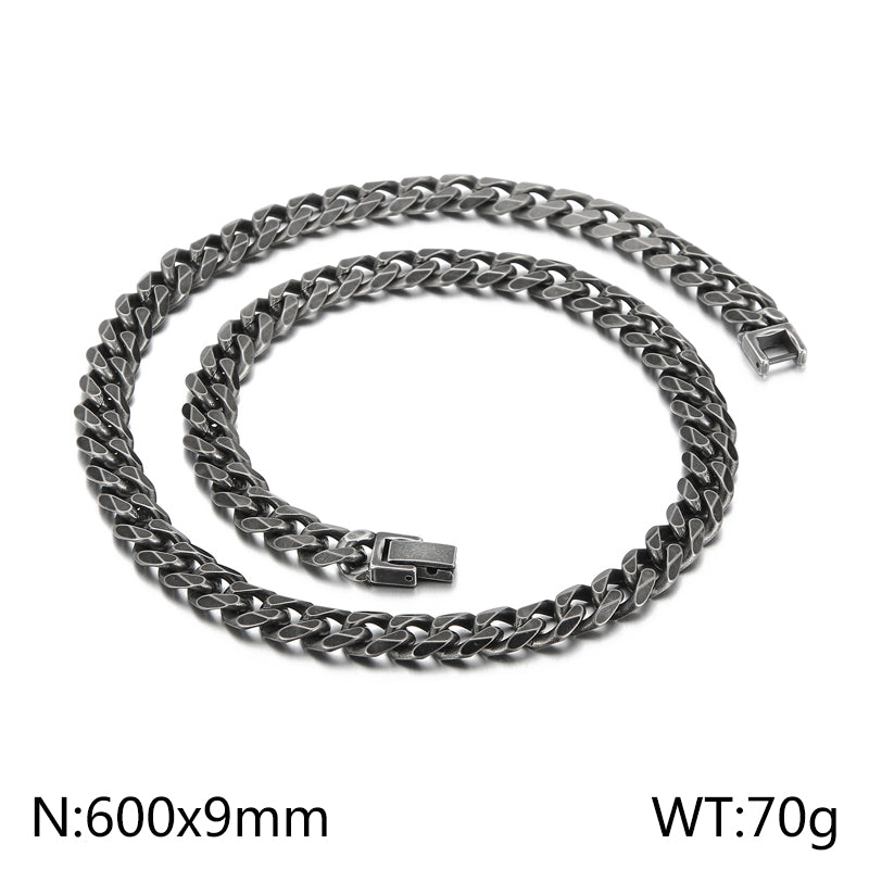 Basic Solid Color Titanium Steel Chain Men's Bracelets Necklace