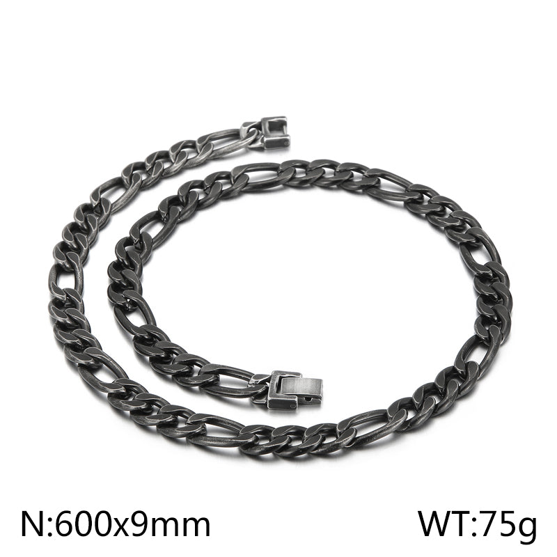 Basic Solid Color Titanium Steel Chain Men's Bracelets Necklace