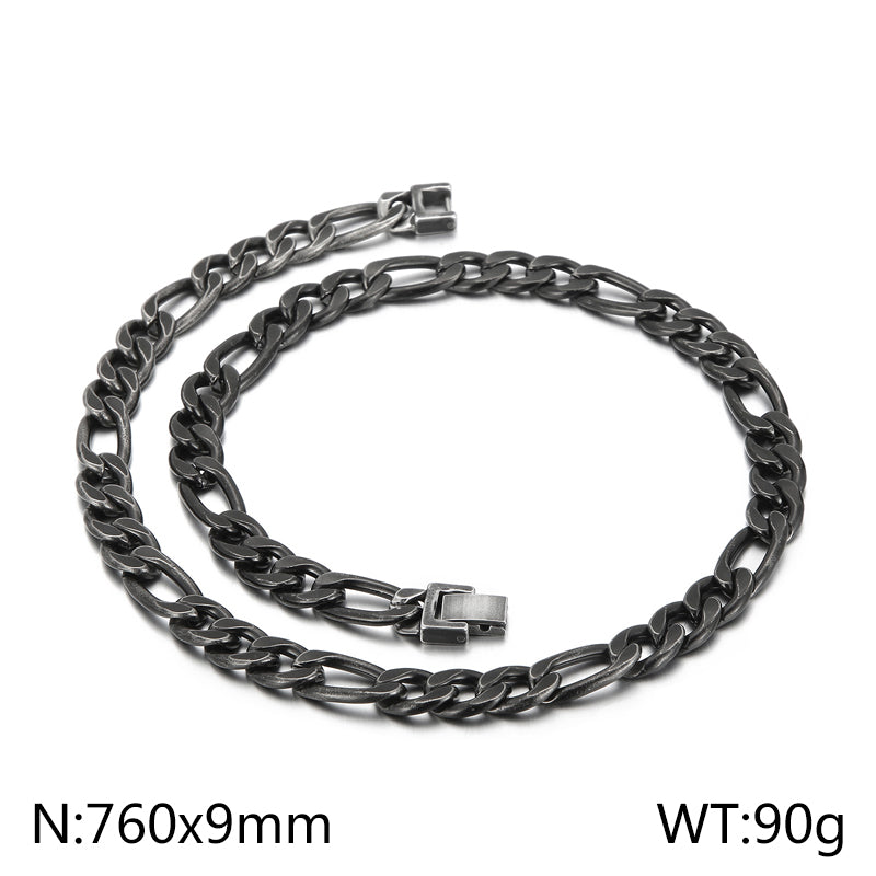 Basic Solid Color Titanium Steel Chain Men's Bracelets Necklace