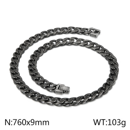 Basic Solid Color Titanium Steel Chain Men's Bracelets Necklace