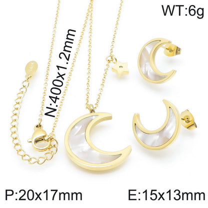 Simple Style Classic Style Star Moon Stainless Steel Titanium Steel Earrings Necklace