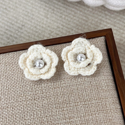 1 Pair Simple Style Classic Style Flower Yarn Ear Studs