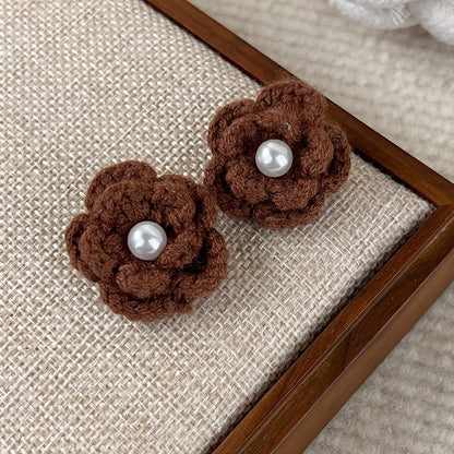 1 Pair Simple Style Classic Style Flower Yarn Ear Studs