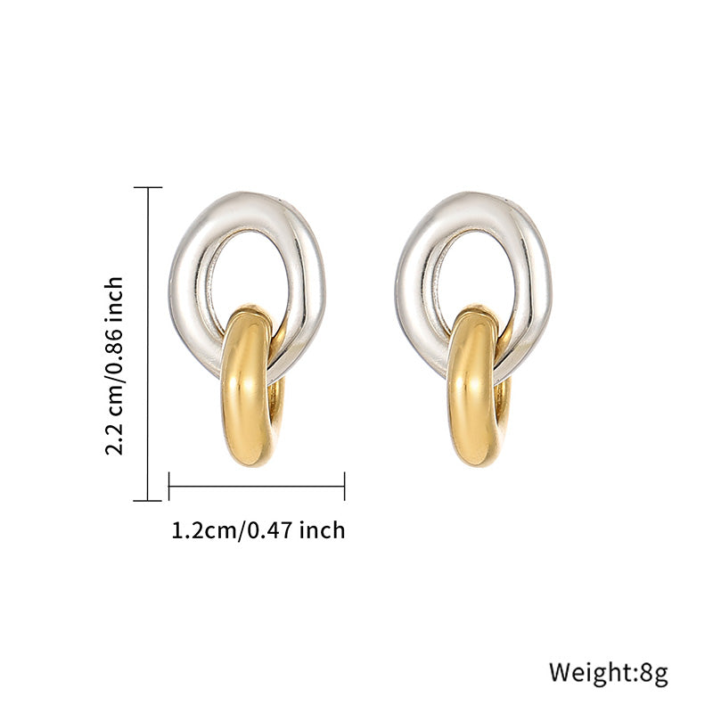 1 Pair Classic Style Circle Plating Stainless Steel Gold Plated Drop Earrings