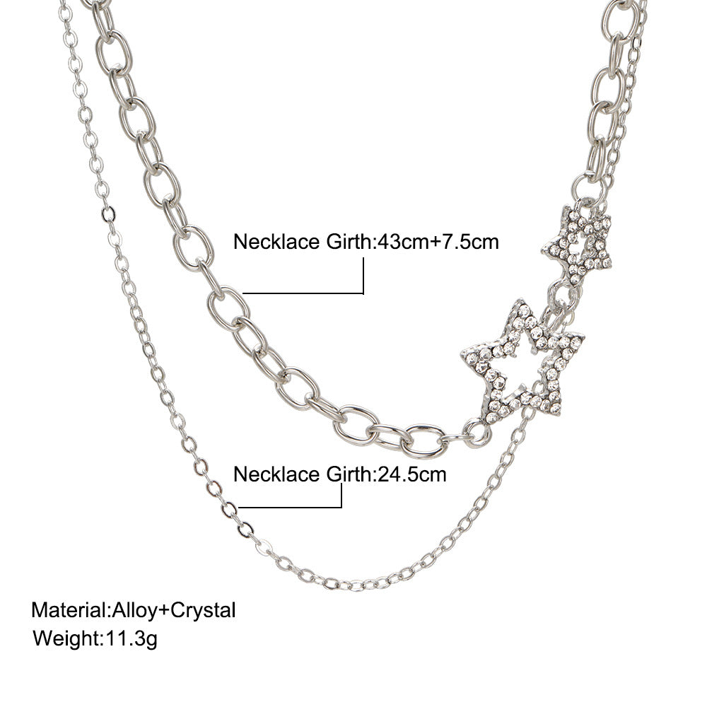 Simple Style Star Alloy Plating Hollow Out Inlay Rhinestones Women's Pendant Necklace