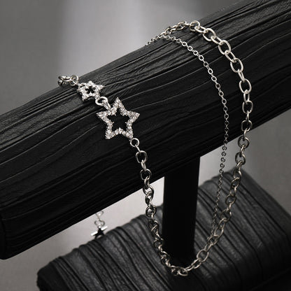 Simple Style Star Alloy Plating Hollow Out Inlay Rhinestones Women's Pendant Necklace