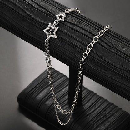 Simple Style Star Alloy Plating Hollow Out Inlay Rhinestones Women's Pendant Necklace