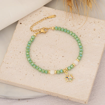 Elegant Retro Simple Style Devil's Eye Butterfly Stainless Steel Natural Stone Beaded Women's Bracelets