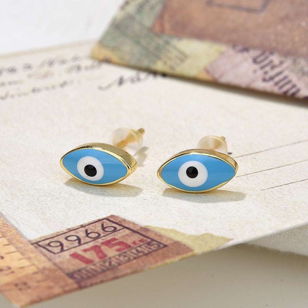 1 Pair Vintage Style Devil's Eye Enamel Plating Copper 18k Gold Plated Ear Studs