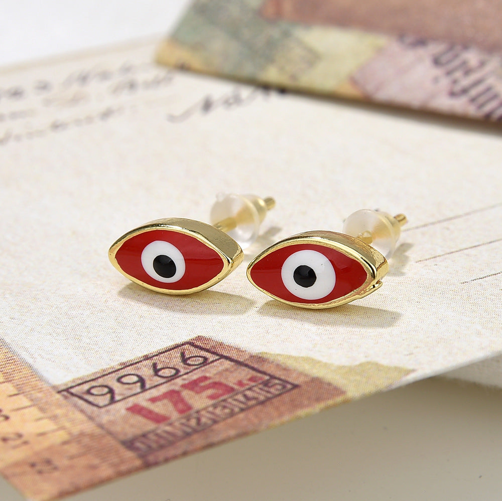 1 Pair Vintage Style Devil's Eye Enamel Plating Copper 18k Gold Plated Ear Studs