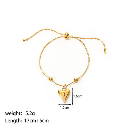 Simple Style Heart Shape Stainless Steel Plating 18k Gold Plated Bracelets Necklace
