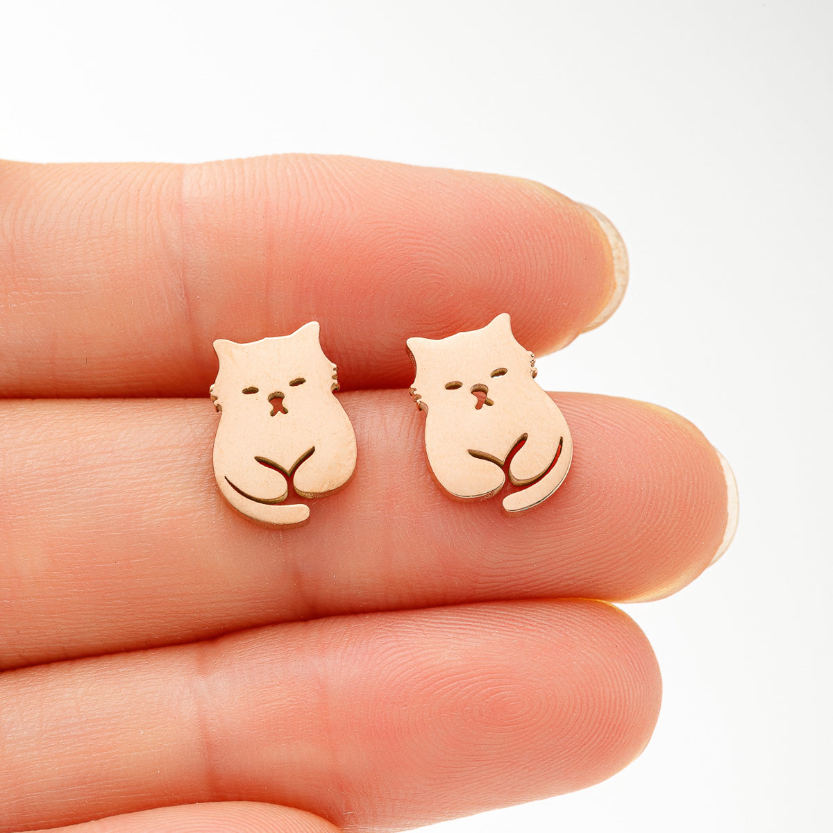 1 Pair Ig Style Simple Style Classic Style Cat Polishing Plating Stainless Steel 18k Gold Plated Ear Studs