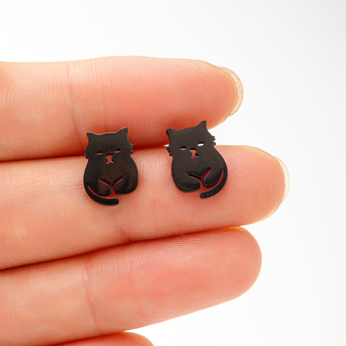 1 Pair Ig Style Simple Style Classic Style Cat Polishing Plating Stainless Steel 18k Gold Plated Ear Studs