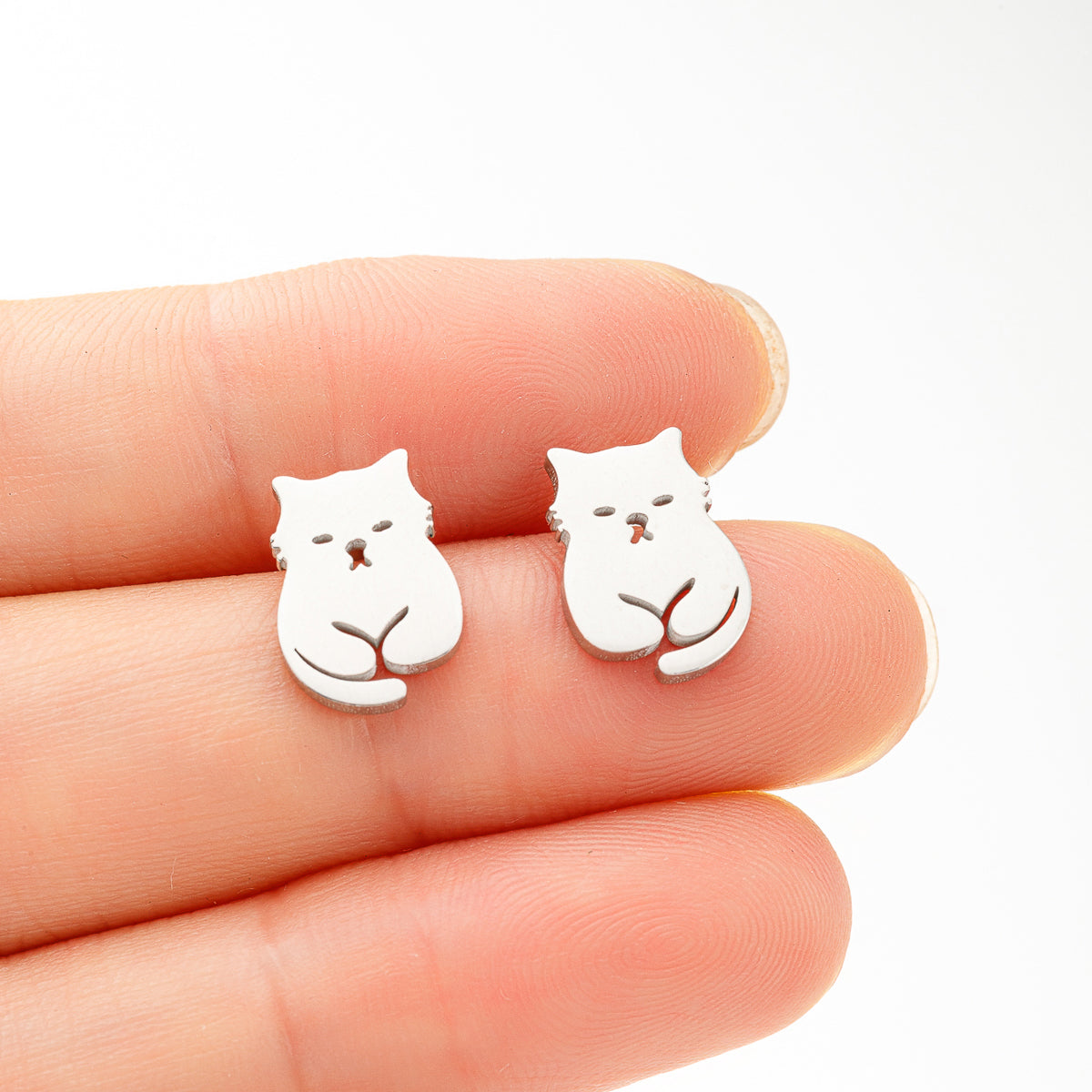 1 Pair Ig Style Simple Style Classic Style Cat Polishing Plating Stainless Steel 18k Gold Plated Ear Studs