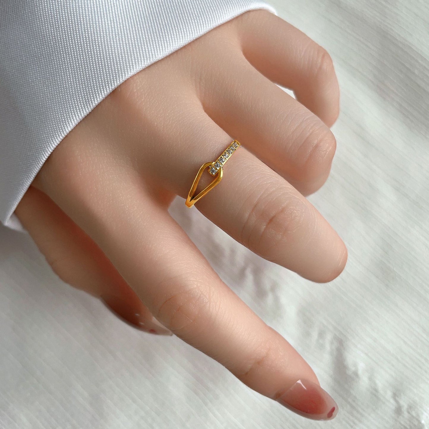 Simple Style Classic Style Geometric Stainless Steel Plating Inlay Zircon 18k Gold Plated Rings