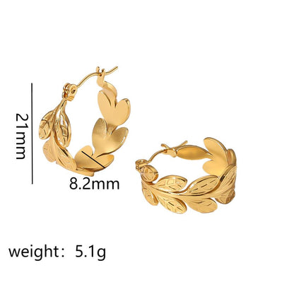 1 Pair Retro Circle Heart Shape Flower Plating Stainless Steel 18k Gold Plated Earrings