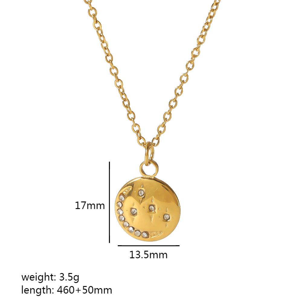 Wholesale Retro Quadrilateral Round Eye Stainless Steel Polishing Plating 18k Gold Plated Pendant Necklace