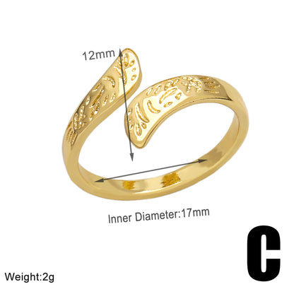 Retro Simple Style Geometric Copper Plating 18k Gold Plated Open Rings