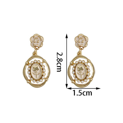 1 Pair Simple Style Classic Style Color Block Plating Inlay Alloy Artificial Pearls Gold Plated Drop Earrings