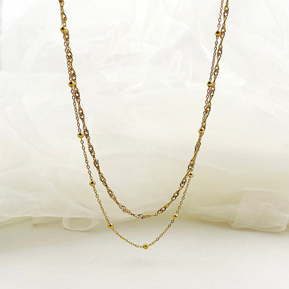 Wholesale Roman Style Commute Solid Color Stainless Steel Plating Gold Plated Layered Necklaces