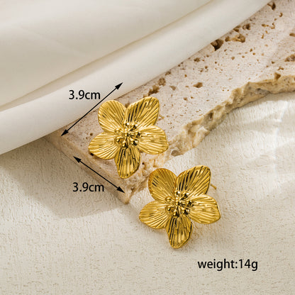 1 Pair Ig Style Simple Style Leaves Flower Plating Stainless Steel Ear Studs