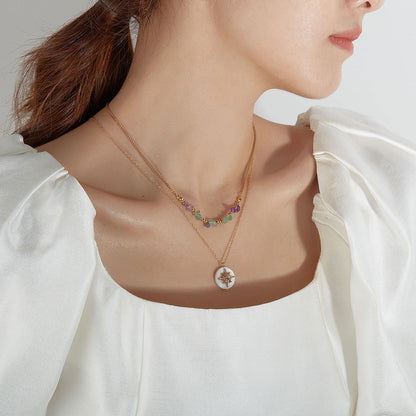 Elegant Simple Style Star Stainless Steel Natural Stone Layered Necklaces