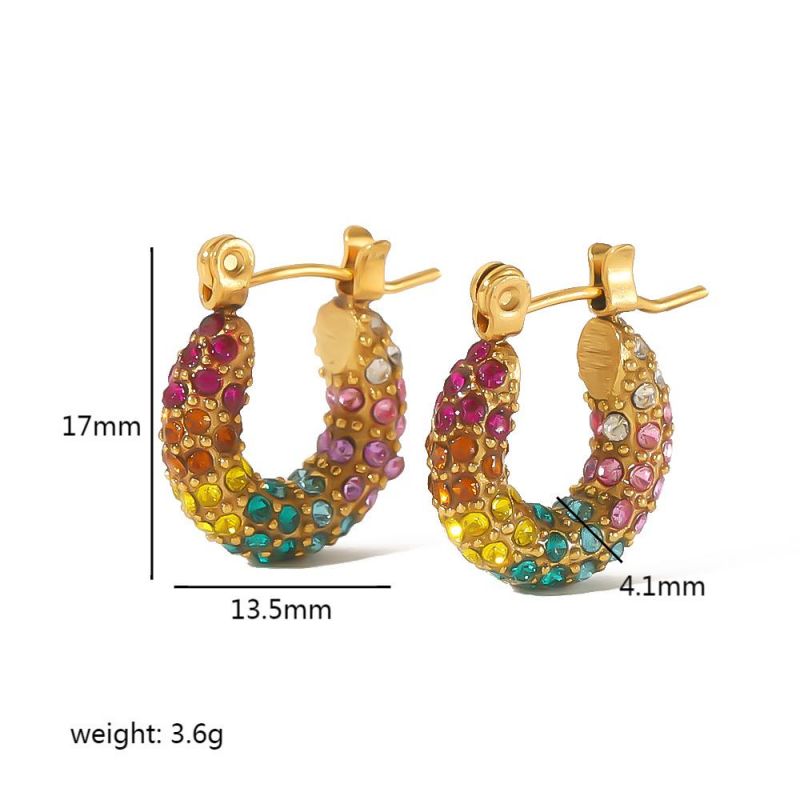 1 Pair Simple Style Circle Donuts Polishing Plating Inlay Stainless Steel Zircon 18k Gold Plated Ear Studs