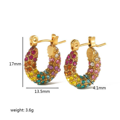 1 Pair Simple Style Circle Donuts Polishing Plating Inlay Stainless Steel Zircon 18k Gold Plated Ear Studs