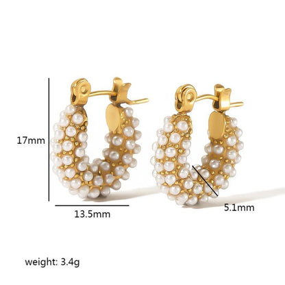 1 Pair Simple Style Circle Donuts Polishing Plating Inlay Stainless Steel Zircon 18k Gold Plated Ear Studs