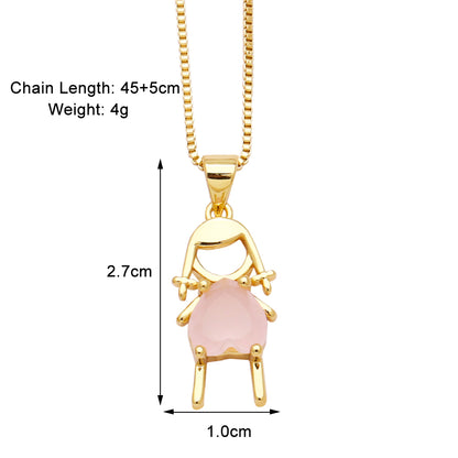 Simple Style Heart Shape Copper 18k Gold Plated Zircon Pendant Necklace In Bulk