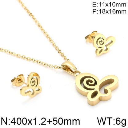 Basic Butterfly Stainless Steel Titanium Steel Plating Earrings Necklace