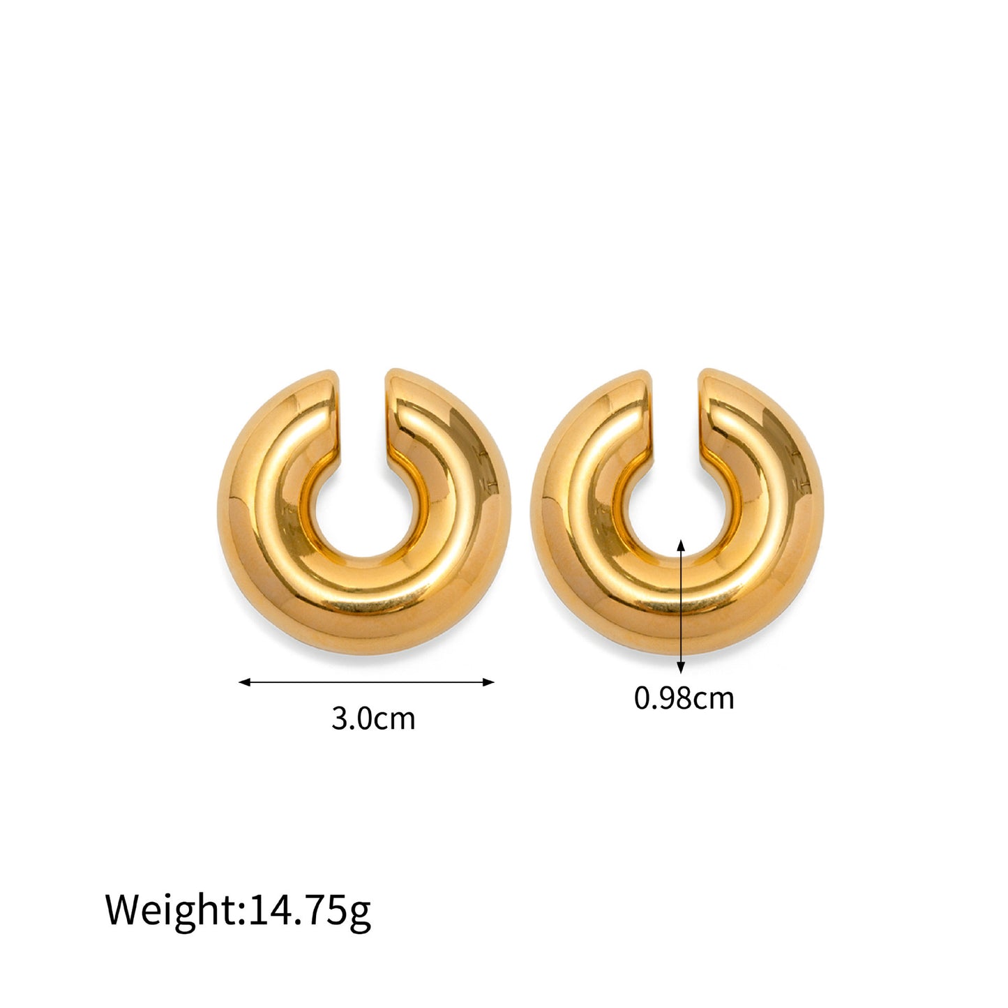 1 Pair Simple Style C Shape Plating Stainless Steel 14k Gold Plated Ear Cuffs