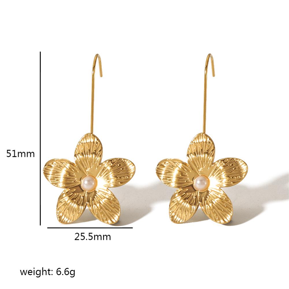 1 Pair Modern Style Flower Butterfly Ginkgo Leaf Polishing Plating Stainless Steel 18k Gold Plated Ear Studs