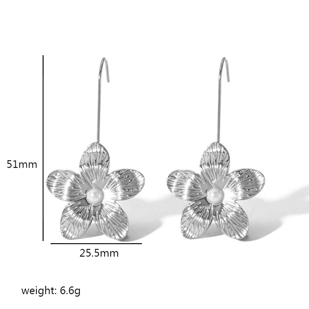 1 Pair Retro Flower Polishing Plating Stainless Steel 18k Gold Plated Ear Studs