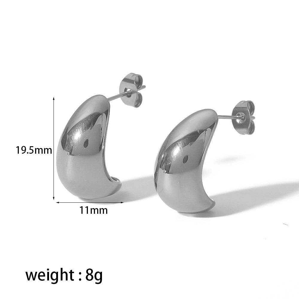 1 Pair Retro C Shape Polishing Plating Stainless Steel 18k Gold Plated Ear Studs