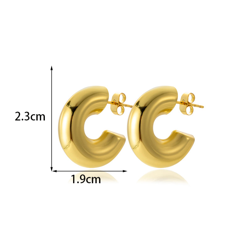 1 Pair Nordic Style French Style Simple Style C Shape Copper Ear Studs