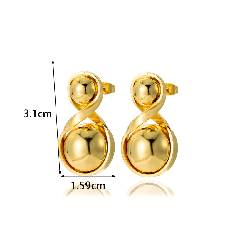 1 Pair Retro French Style Simple Style Round Inlay Copper Zircon Earrings