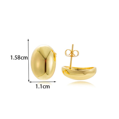 1 Pair French Style Simple Style Classic Style Semicircle Double Ring Copper Ear Studs