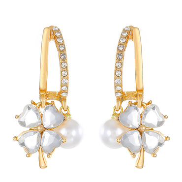 1 Pair Modern Style Classic Style Geometric Flower Inlay Alloy Rhinestones Drop Earrings