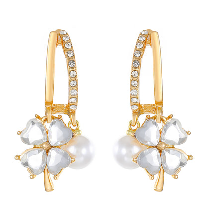 1 Pair Modern Style Classic Style Geometric Flower Inlay Alloy Rhinestones Drop Earrings