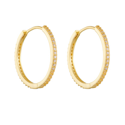 1 Pair Ig Style Solid Color Plating Inlay Sterling Silver Zircon 14k Gold Plated Rhodium Plated Hoop Earrings