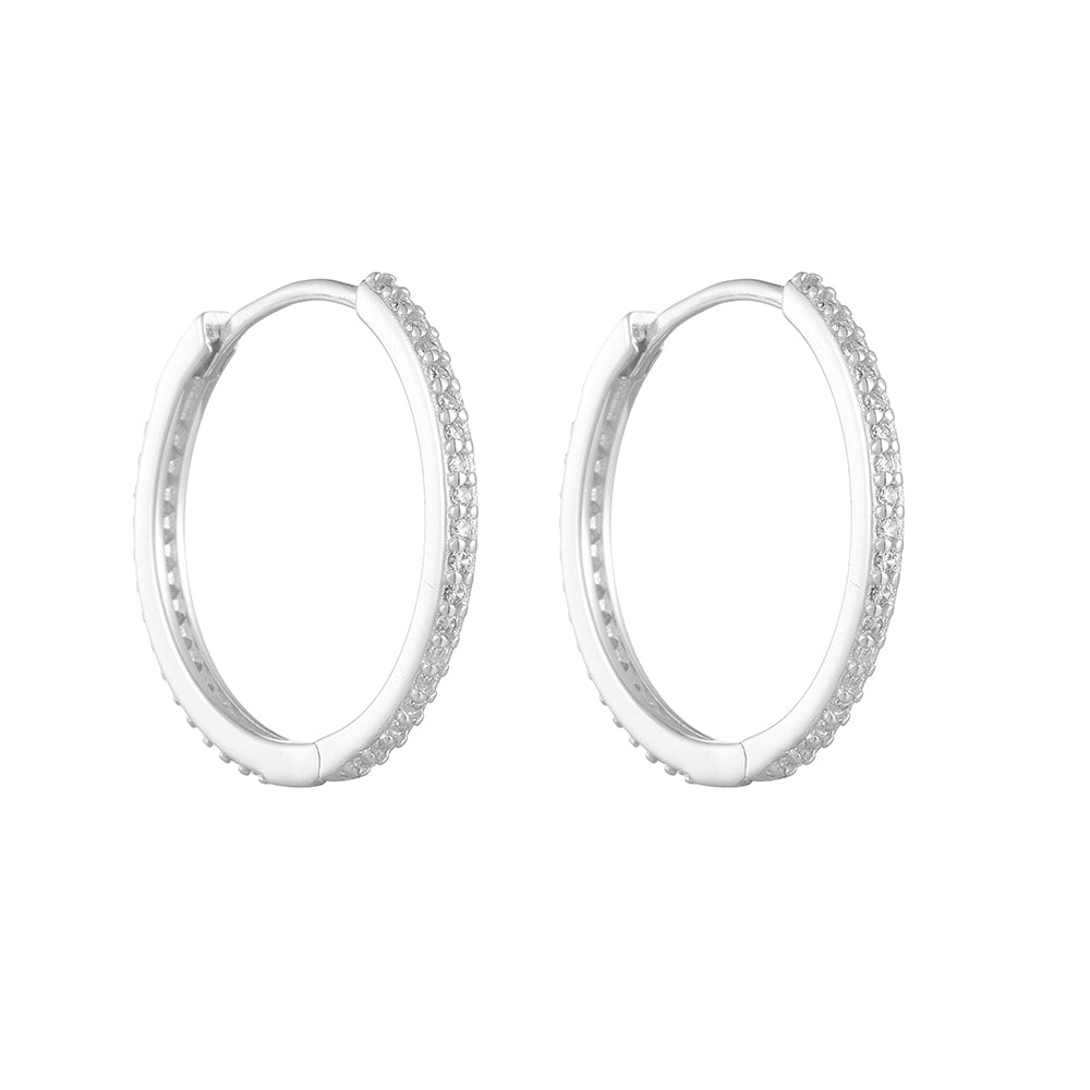 1 Pair Ig Style Solid Color Plating Inlay Sterling Silver Zircon 14k Gold Plated Rhodium Plated Hoop Earrings