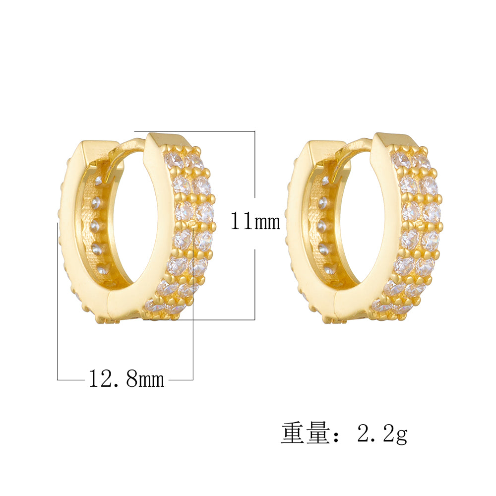 1 Pair Ig Style Solid Color Plating Inlay Sterling Silver Zircon 14k Gold Plated Rhodium Plated Earrings
