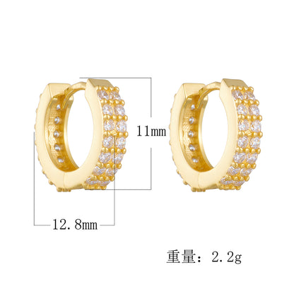 1 Pair Ig Style Solid Color Plating Inlay Sterling Silver Zircon 14k Gold Plated Rhodium Plated Earrings