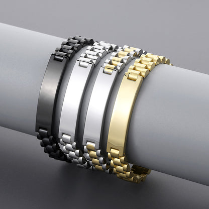 Hip-hop Geometric Solid Color Titanium Steel Plating Bracelets