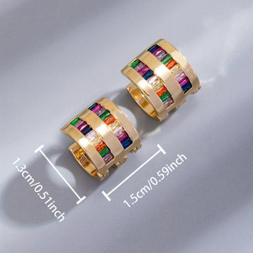 1 Pair Vintage Style Circle Solid Color Plating Inlay Copper Zircon Gold Plated Hoop Earrings