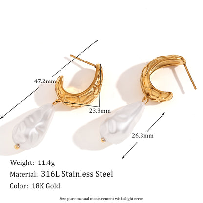 1 Pair Basic Vintage Style Classic Style Geometric Plating Stainless Steel 18k Gold Plated Drop Earrings